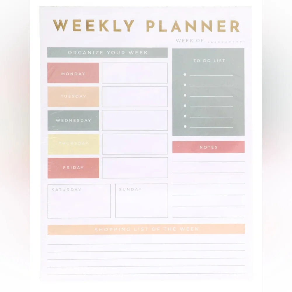 Weekly Planner Pad, NEW, 10.7 in X 8.26 in